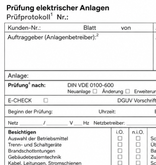 Prüfprotokoll und digitale Dokumentation einer DGUV V3 Prüfung